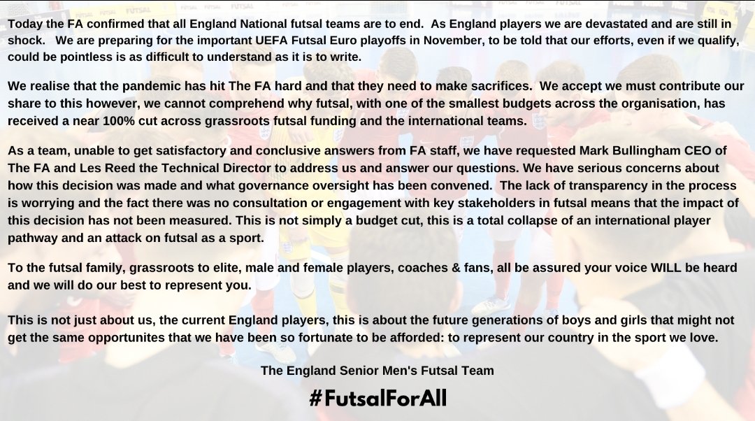 Full joint statement by England Senior Men